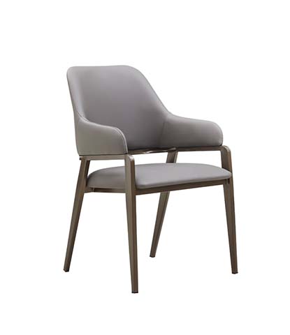 Modern Upholstered Arm Dining Chair with Tapered Metal Legs