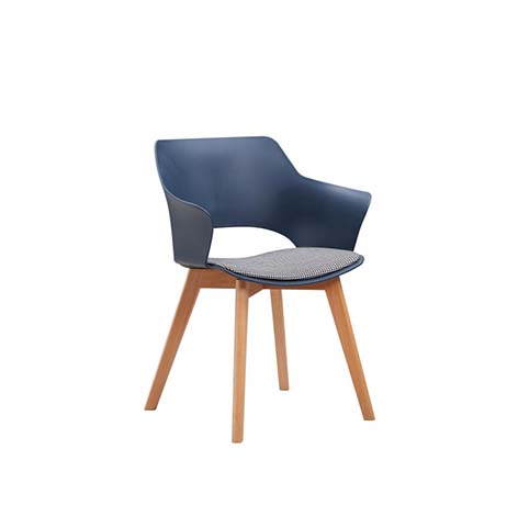 Modern Molded Back Upholstered Seat Dining Armchair with Splayed Wood Legs