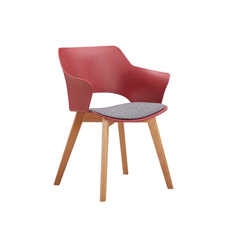 Modern Molded Shell Upholstered Dining Armchair with Splayed Wood Legs