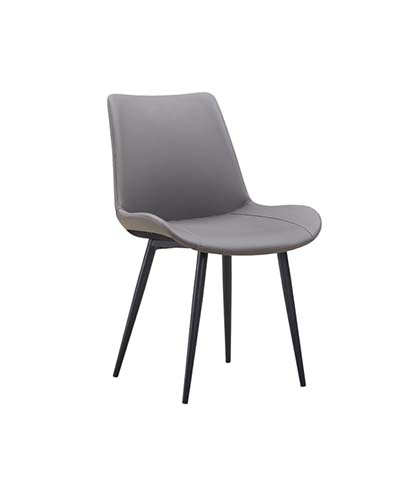 Modern Armless Grey Upholstered Dining Side Chair with Black Splayed Metal Legs