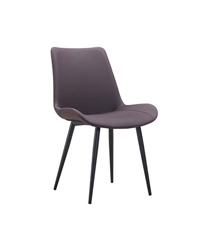 Charcoal Gray Armless Upholstered Dining Side Chair with Black Splayed Metal Legs