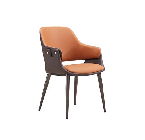 Upholstered Accent Arm Dining Chair with Metal Legs