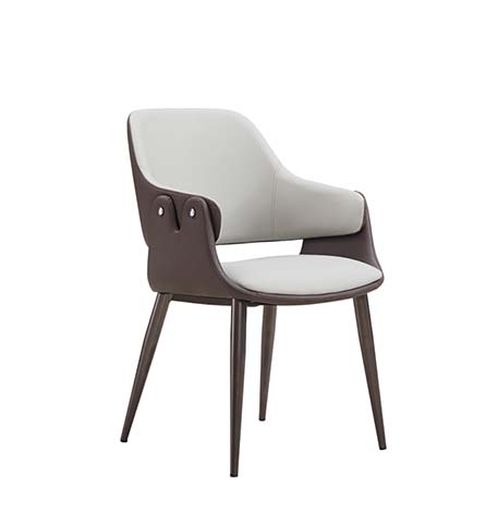 Modern Upholstered Dining Armchair with Tapered Metal Legs