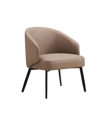 Taupe Upholstered Barrel Back Lounge Armchair with Black Metal Legs