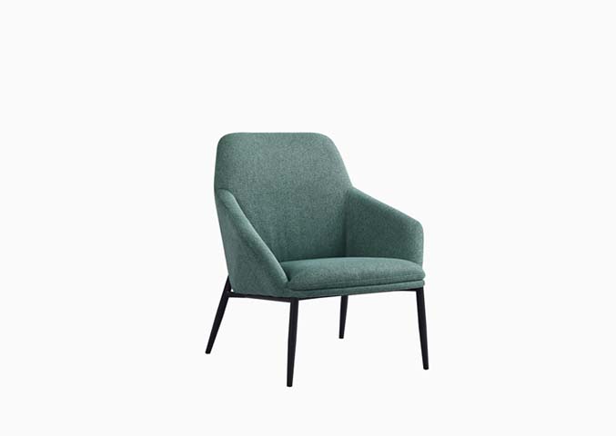 Teal Textured Woven Upholstered Accent Armchair with Black Splayed Metal Legs