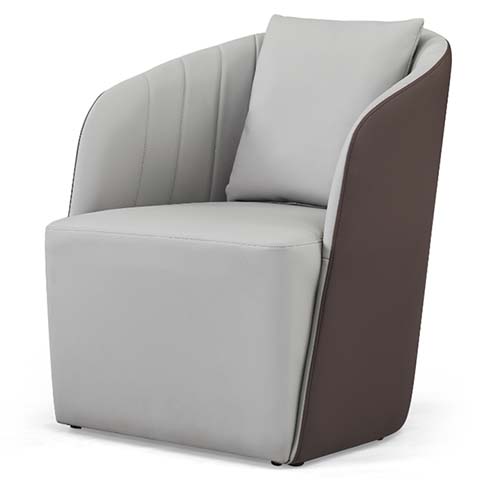 Two-Tone Vertical Channel Stitched Barrel Lounge Armchair with Detachable Back Pillow