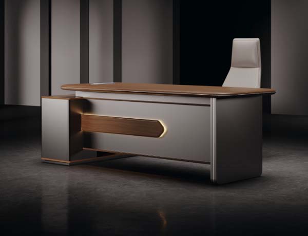 Modern Luxury Executive Office Desk with Integrated Left Storage Pedestal