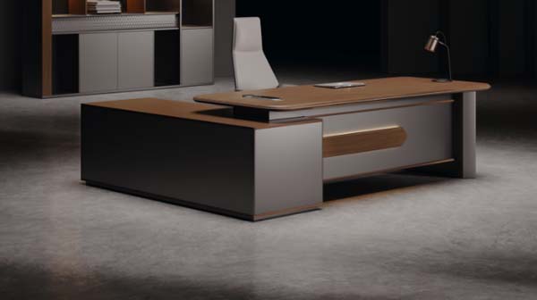 Modern L-Shaped Executive Office Desk with Integrated Side Return Storage