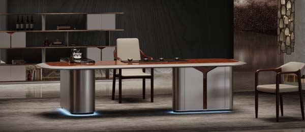 Luxury Modern Dual-Pedestal LED Executive Desk
