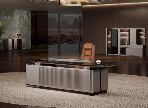 Boat-Shaped Luxury Fixed-Height Executive Desk