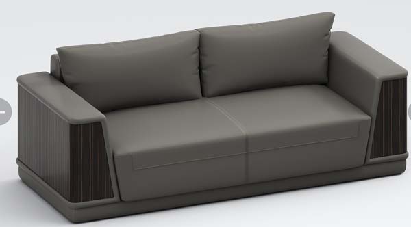 Dark Grey Modern Boxy 2-Seater Reception Loveseat with Vertical Ribbed Arm Accents