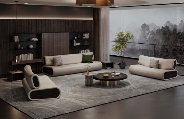 Low-Profile Beige Modular Sectional Sofa Set with Rounded Closed Arms
