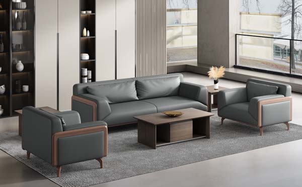 3-Piece Upholstered Office Reception Sofa Set with Coffee Table
