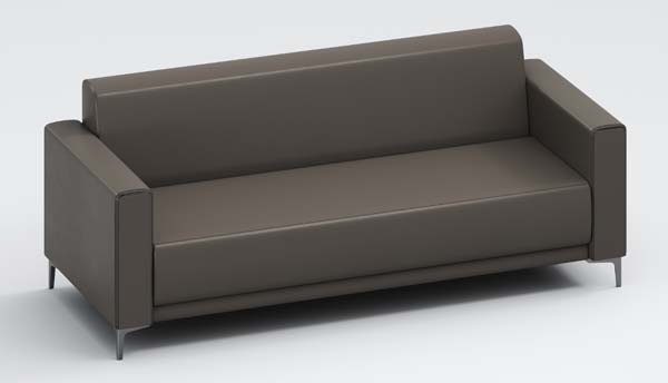 Three-Seat Fixed Upholstered Office Reception Sofa with Metal Legs