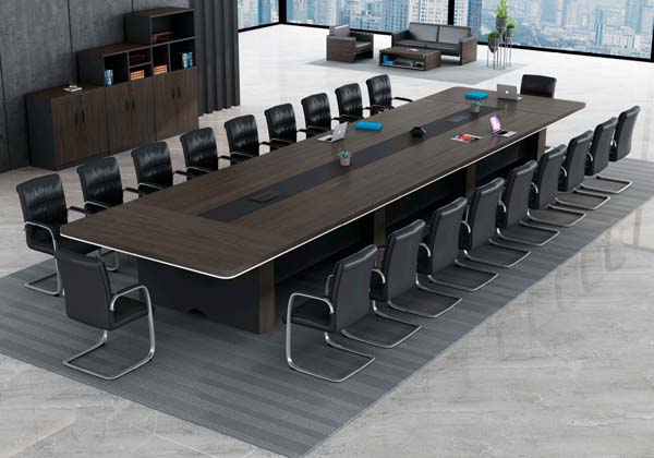 Large Rectangular Conference Meeting Table Set with Cantilever Chairs