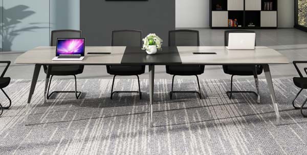 8-Person Two-Tone Rectangular Conference Table with Integrated Cable Management