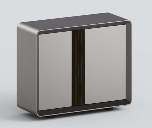 Modern Rounded Metal Frame Sliding Door Low TV Media Console Sideboard