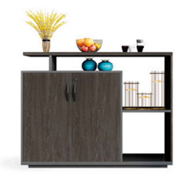 Modern Asymmetric Two-Tone Storage Sideboard Cabinet