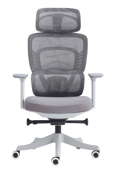 Light Gray Frame High-Back Segmented Mesh Ergonomic Office Chair with Adjustable Headrest