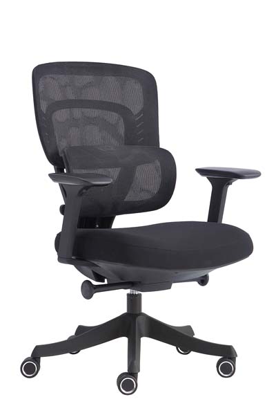 Mid-Back Black Mesh Ergonomic Office Chair with Adjustable Armrests and Lumbar Support
