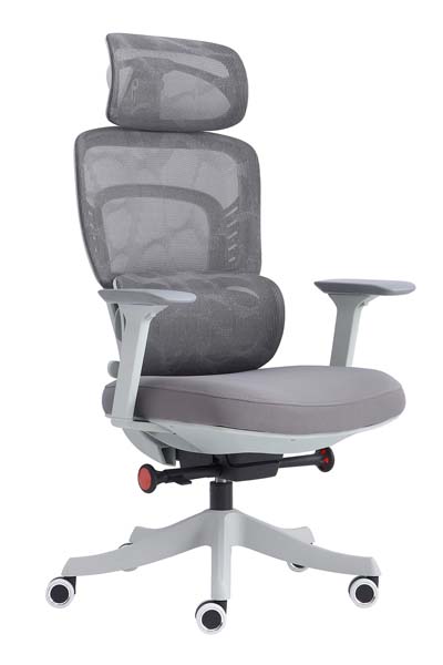High Back Grey Mesh Ergonomic Office Chair with Adjustable Headrest and Lumbar Support