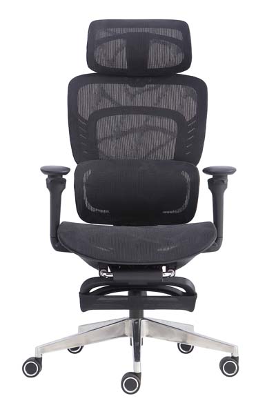 Ergonomic High-Back Mesh Office Chair with Retractable Footrest and Adjustable Headrest