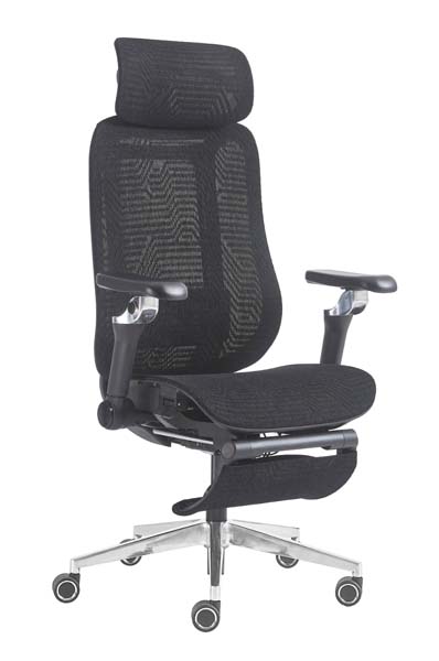 High-Back Mesh Ergonomic Office Chair with Retractable Footrest
