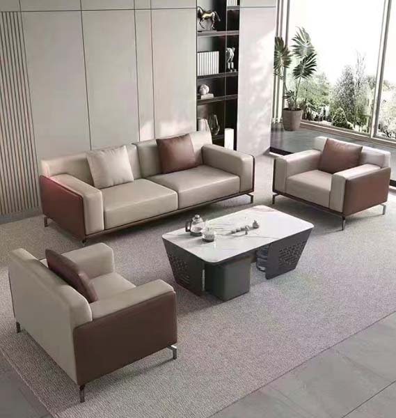 Two-Tone Commercial Office Reception Lounge Seating Set with Coffee Table