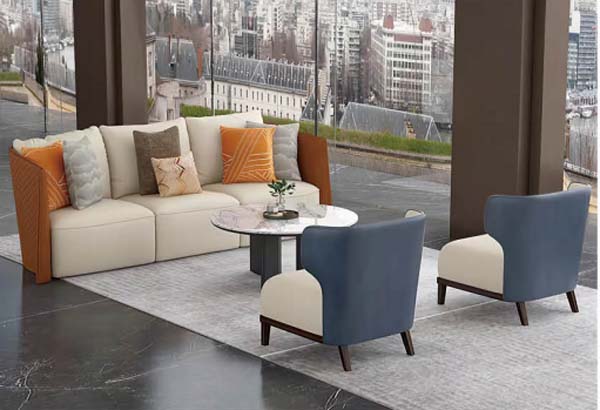 Two-Tone 3-Seat Modular Upholstered Lounge Sofa