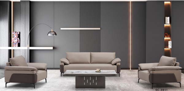 Modern 3+1+1 Office Reception Sofa Set with Matching Coffee Table