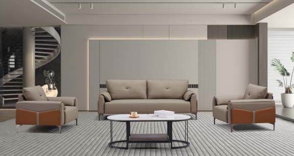 Contemporary Light Taupe Upholstered 3-Piece Living Room Sofa Set (1 Three-Seater + 2 Armchairs)