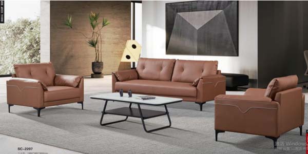 3-Piece Tufted Faux Leather Living Room Sofa Set with Coffee Table