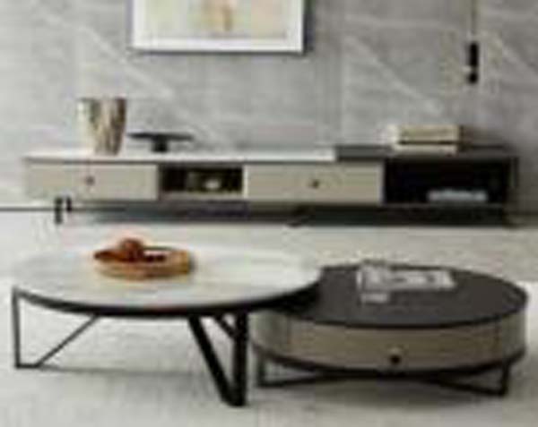 Two-Tone Oval Nesting Coffee Table Set with Storage Drawer