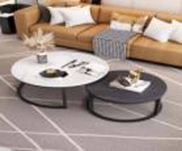 Nesting Round Coffee Table Set, 2-Piece Modern Low Profile