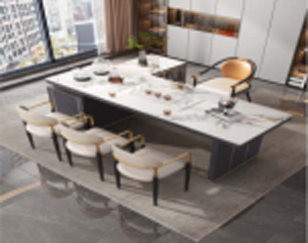 Modern Light Luxury Rectangular White Marble Tea Dining Table