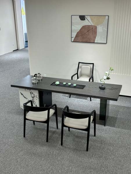 Modern Rectangular Tea Ceremony Table with Integrated Tea Tray