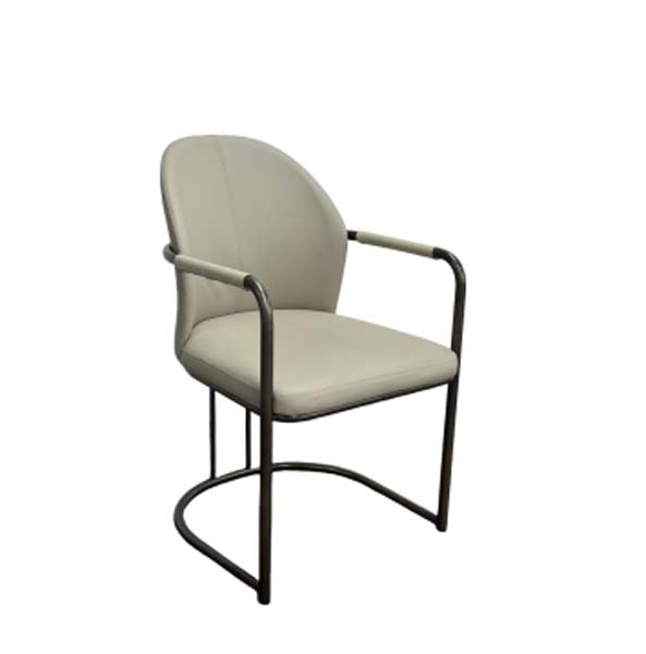 Beige Upholstered Cantilever Sled Base Dining Armchair