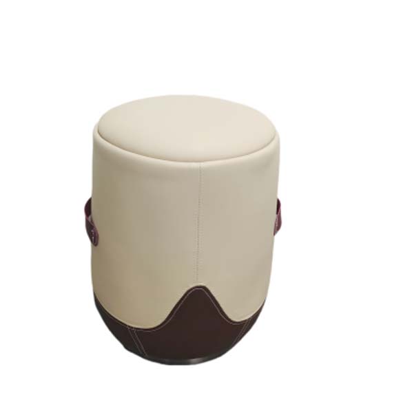 Two-Tone Cylindrical Upholstered Ottoman Stool with Side Carry Handles