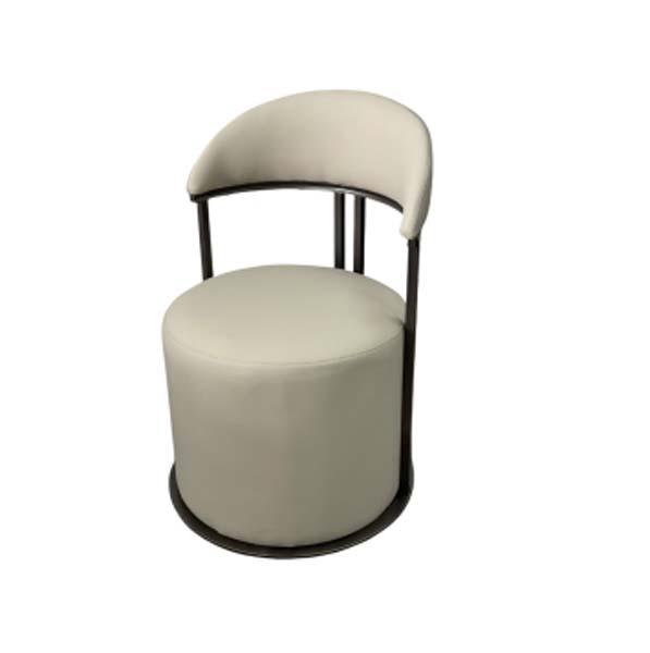Cream Upholstered Armless Accent Dining Chair with Black Metal Ring Base