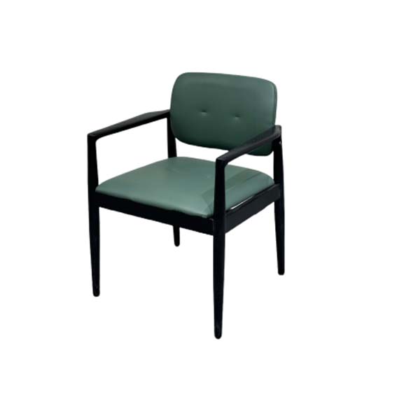 Dark Green Tufted-Back Black Frame Upholstered Armchair