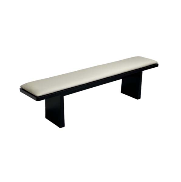Modern Backless Upholstered Dining Bench with Block Pedestal Legs