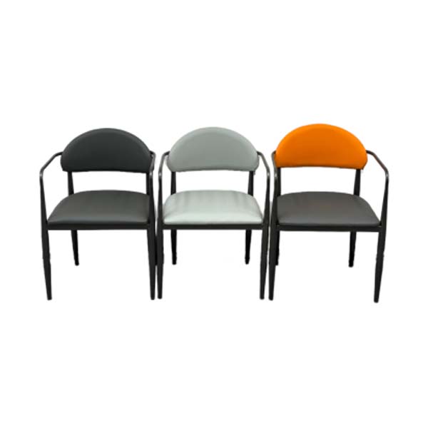 Minimalist Upholstered Guest Armchair with Black Metal Frame