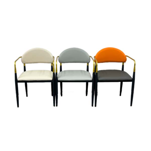 Modern Upholstered Dining Armchair with Two-Tone Metal Frame