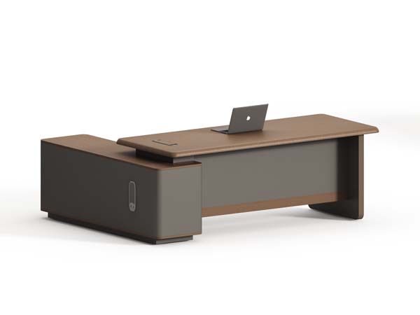 Two-Tone L-Shaped Executive Office Desk with Left Storage Return
