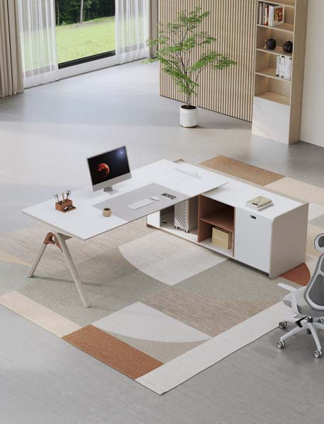 L-Shaped Executive Office Desk with Right-Side Storage Return