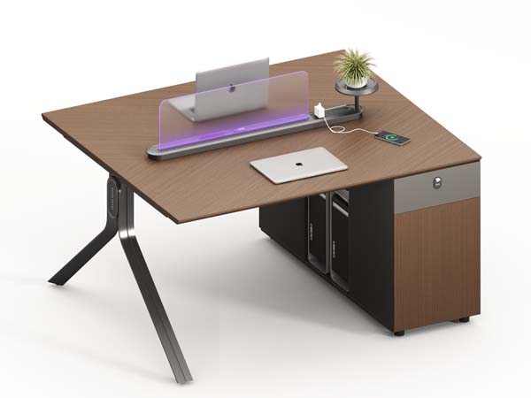L-Shaped Executive Office Desk with Integrated Storage, Power Dock and Privacy Divider
