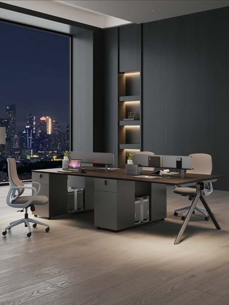 2-Person Face-to-Face Commercial Office Workstation Desk with Storage Pedestals and Privacy Dividers