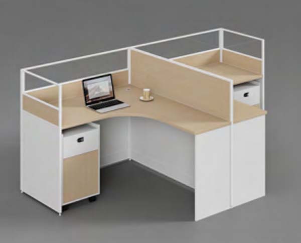 Single-Person L-Shaped Modular Office Cubicle Workstation with Storage