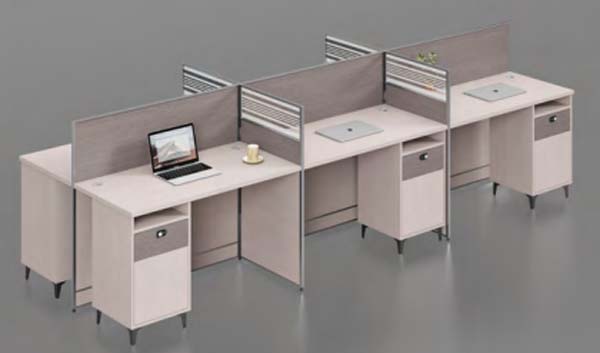 4-Person Cross Modular Office Cubicle Workstation with Integrated Storage