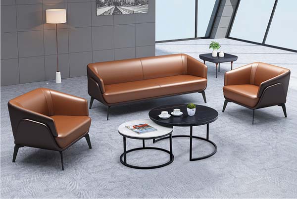 5-Piece Contemporary Two-Tone Leather Office Reception Seating Set